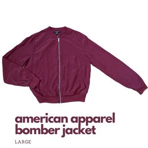 American Apparel - Burgundy Red Lightweight Bomber Jacket - Women's Size Large